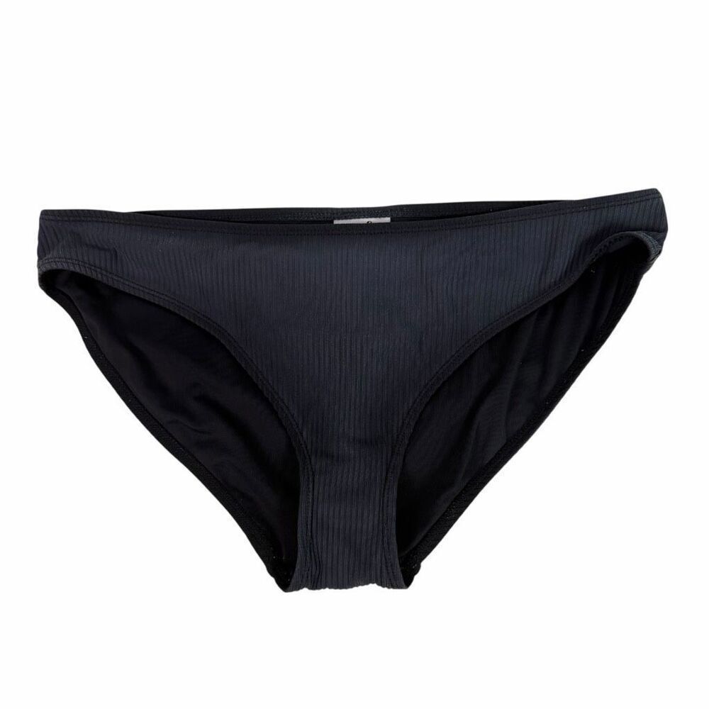 Andie Womens Medium Ribbed Hipster Bikini Bottom Faded Black